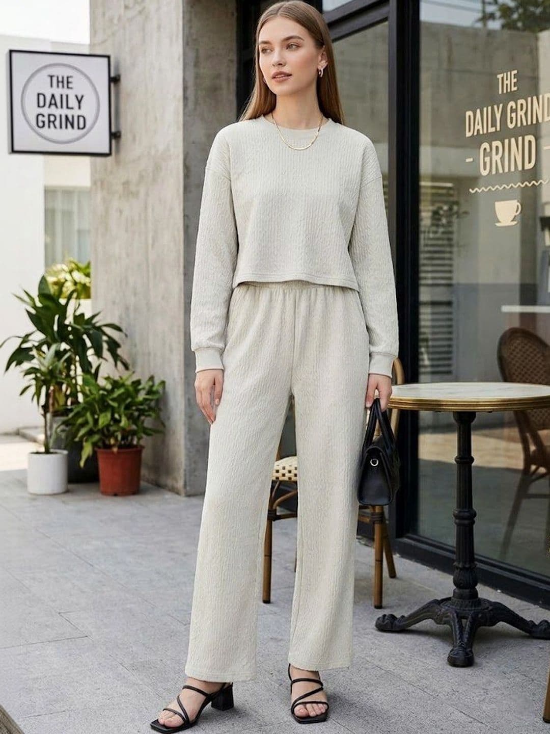 Merira Self Design Sweater with Trousers - view 1