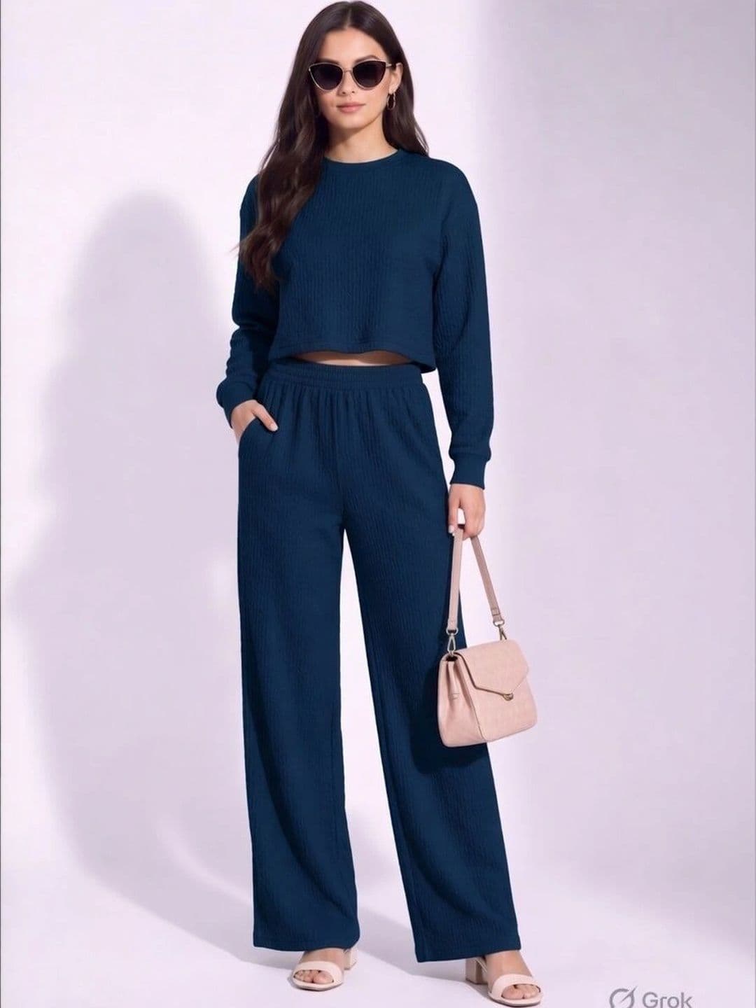 Merira Self Design Sweater with Palazzos - view 1