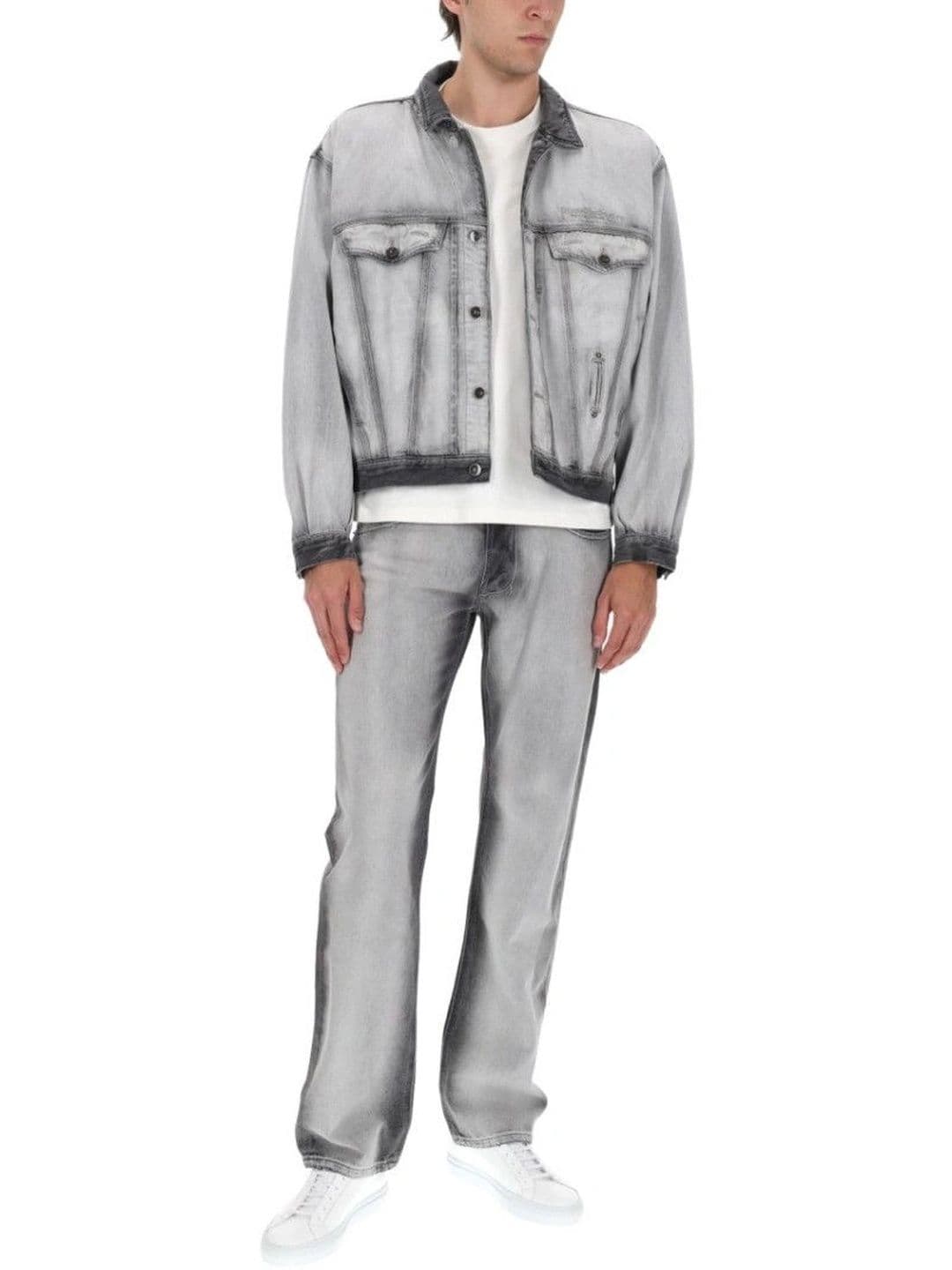 DIESEL Grey Solid Shirt Collar Jacket - view 1