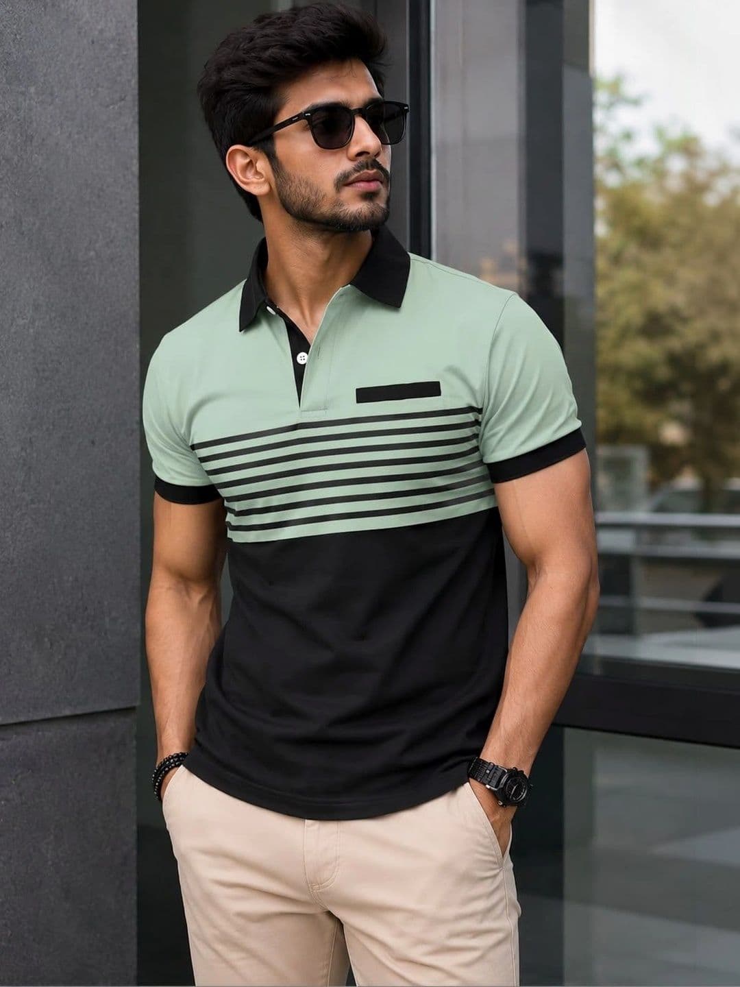Moda Rapido Men Colourblocked Polo Collar Pockets T-shirt - view 1