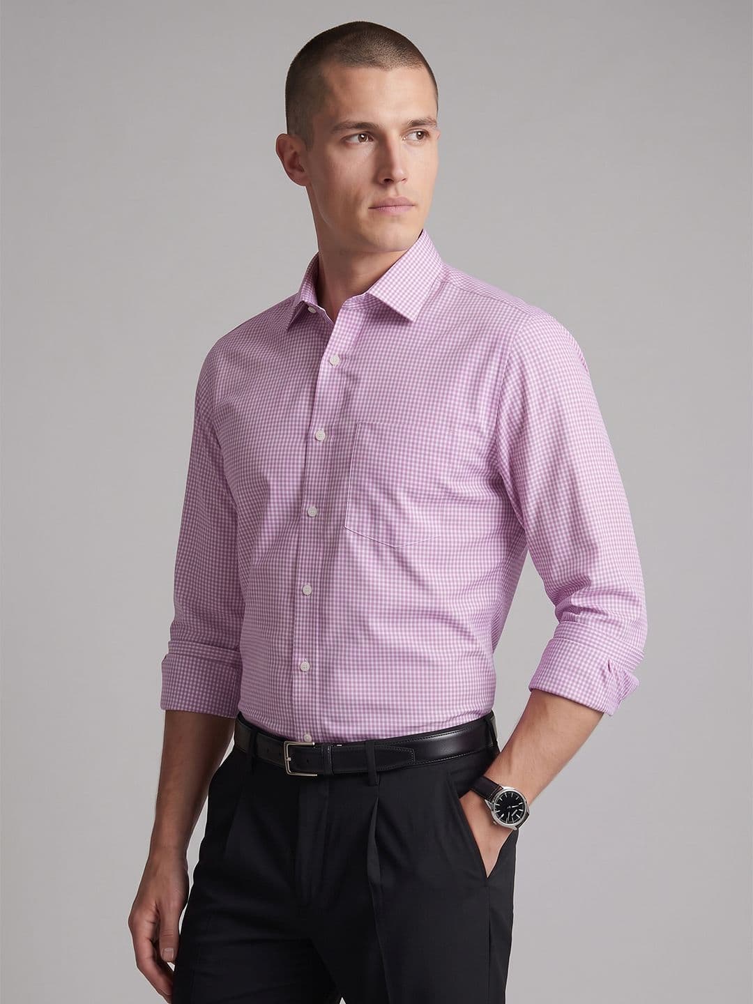 Van Heusen Slim Fit Micro Checked Pure Cotton Formal Shirt - view 1