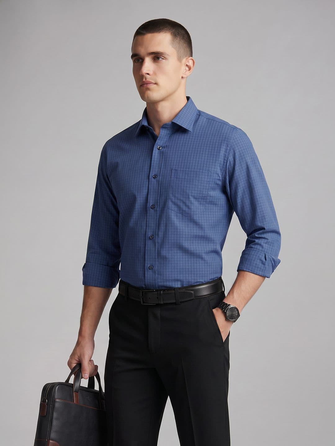 Van Heusen Slim Fit Micro Checked Pure Cotton Formal Shirt - view 1