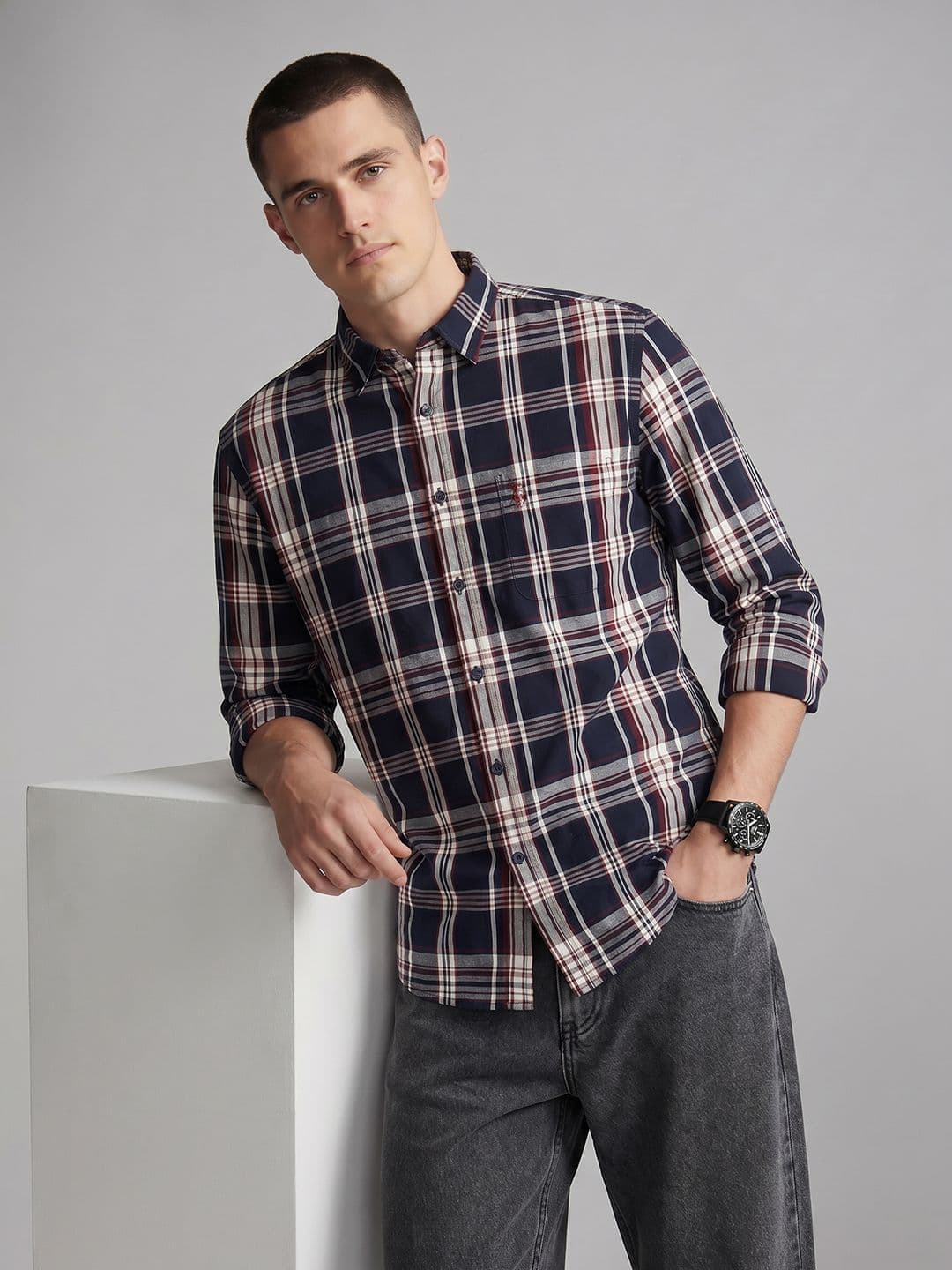 U.S. Polo Assn. Denim Co. Tartan Checked Pure Cotton Casual Shirt - view 1