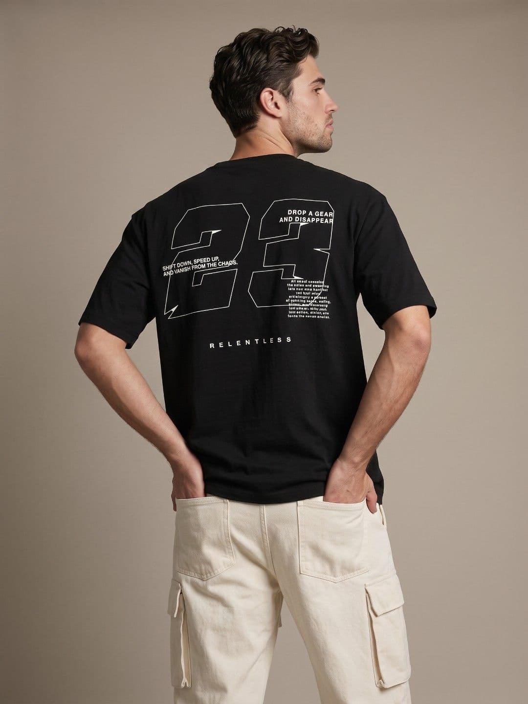 glitchez Men Typography Printed Drop-Shoulder Sleeves Oversized T-shirt - view 1