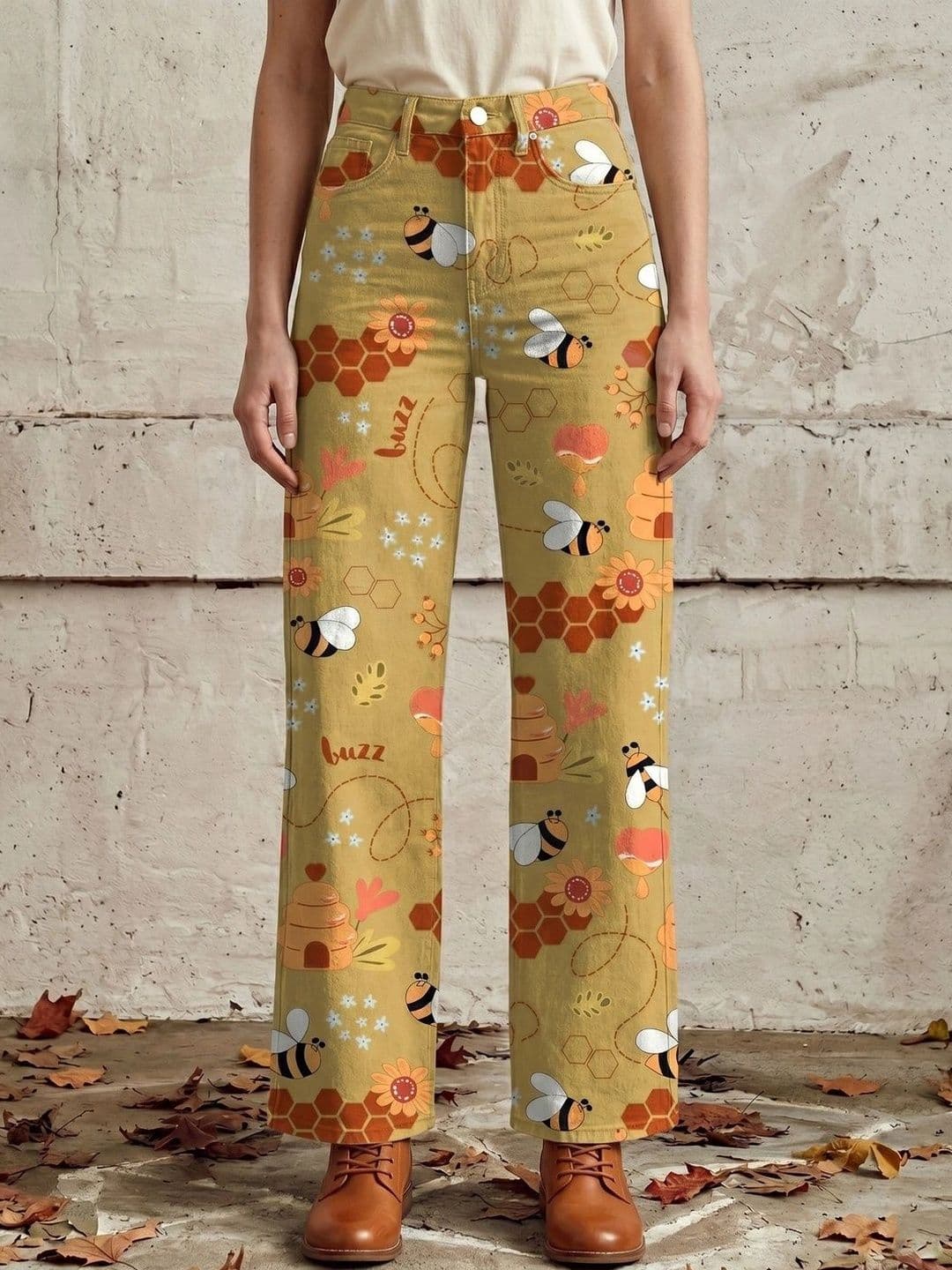 StyleCast x Revolte Women Wide Leg Mid-Rise Heavy Fade Printed Jeans - view 1