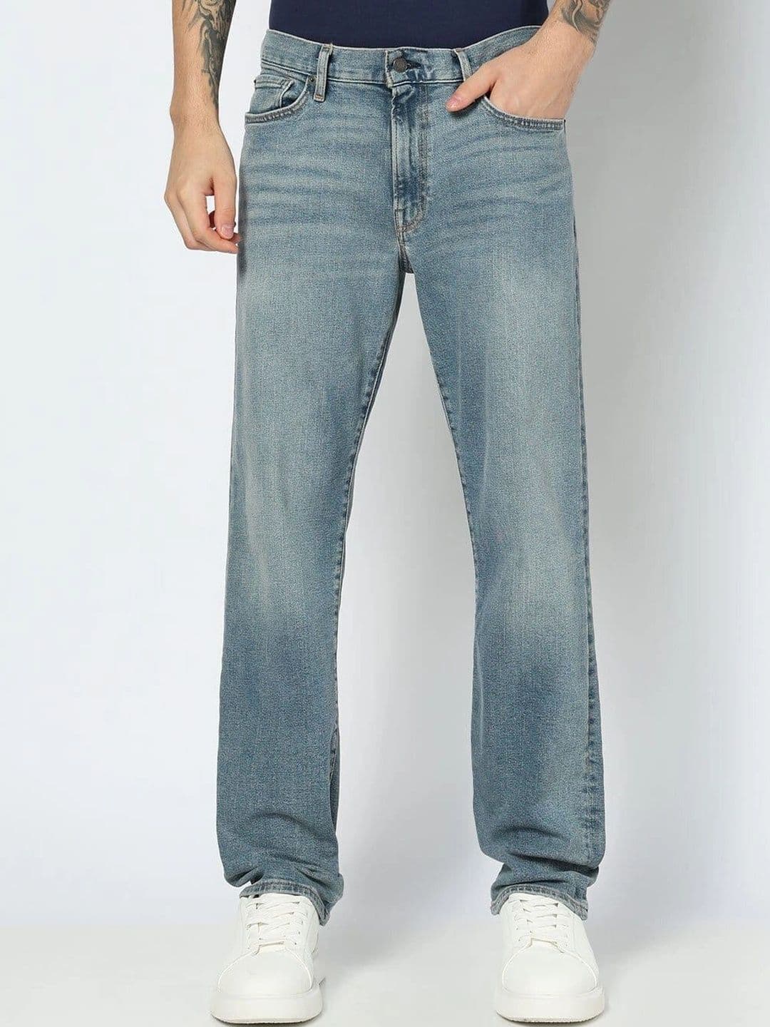 GAP Men Straight Fit Mid-Rise Light Fade Stretchable Jeans - view 1