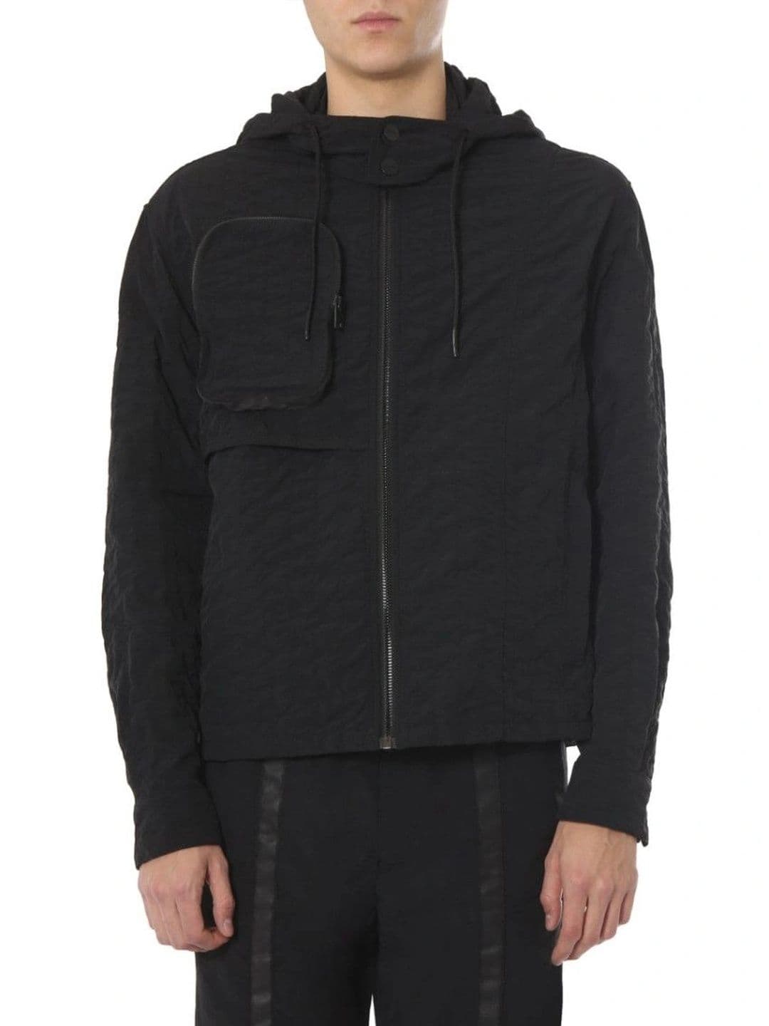 DIESEL Black Solid Hooded Jacket - view 1