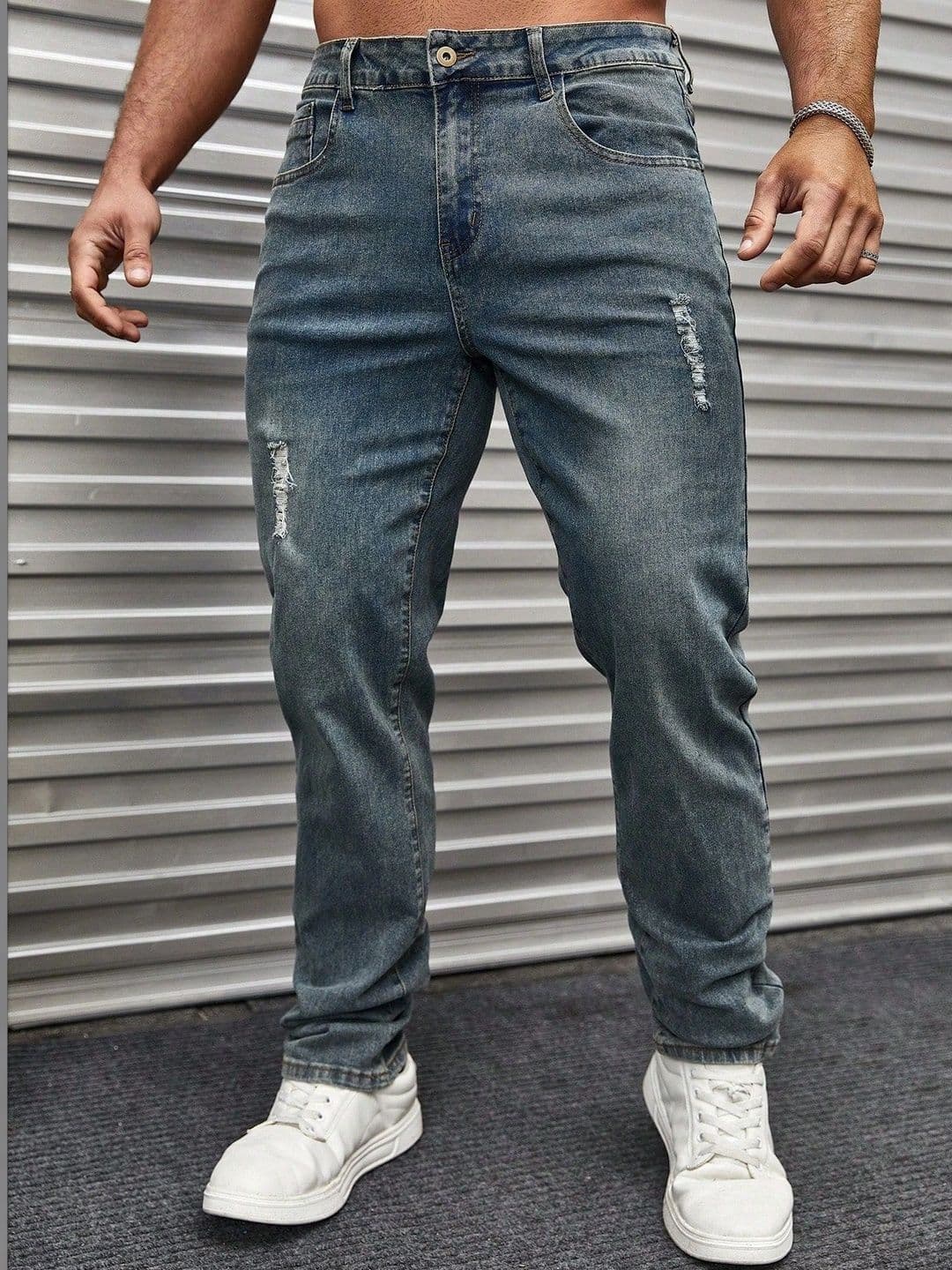 Encrypt Men Regular Fit High-Rise Low Distress Jeans - view 1