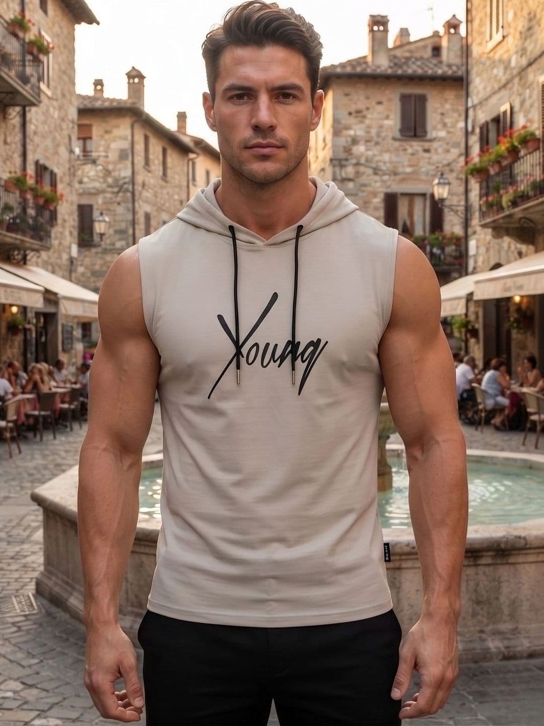 Looks United Printed Cotton Blend Gym Vest - view 1