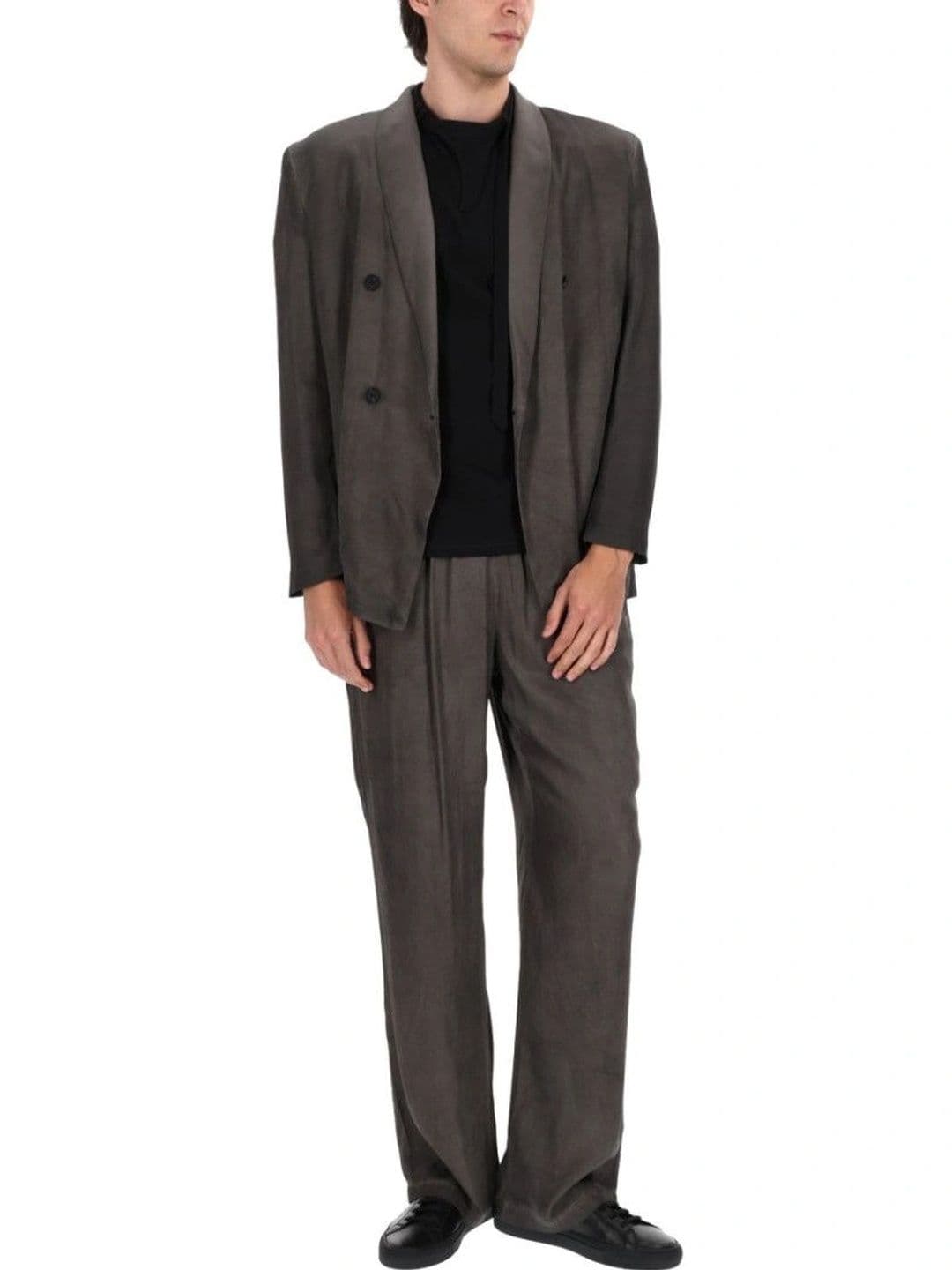 DIESEL Grey Solid Shawl Lapel Jacket - view 1
