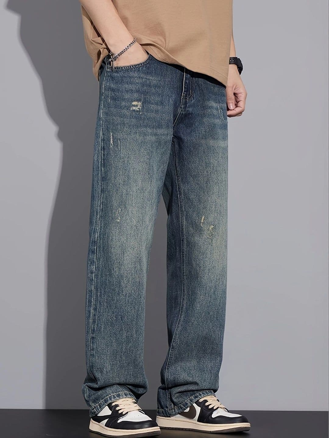 Encrypt Men Regular Fit High-Rise Low Distress Jeans - view 1