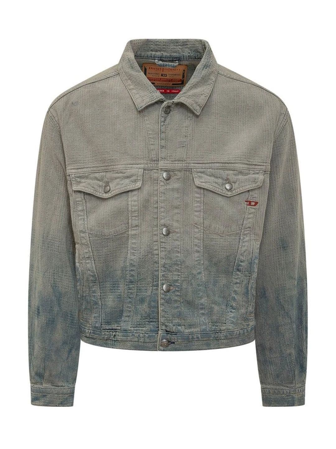 DIESEL Grey Solid Shirt Collar Jacket - view 1