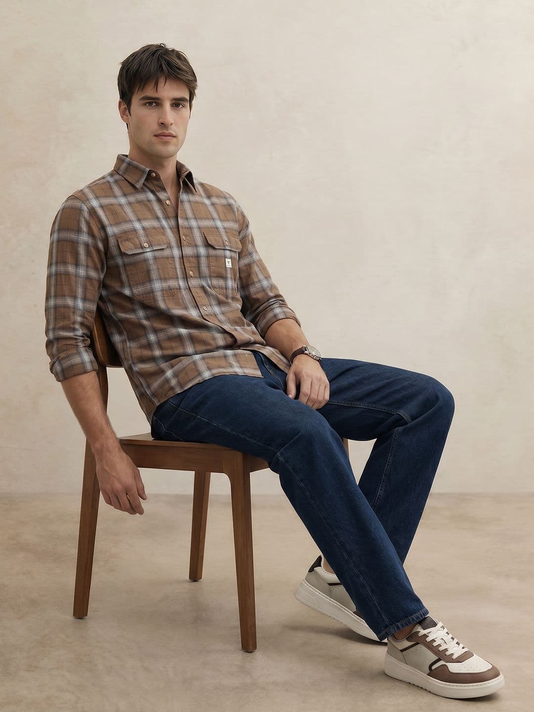 THE SHIRT CODE Checked Pure Cotton Casual Shirt - view 1