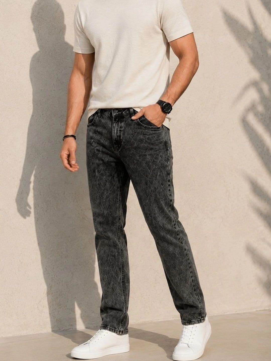 PINKLIT Men Mid-Rise Light Fade Coated Jeans - view 1
