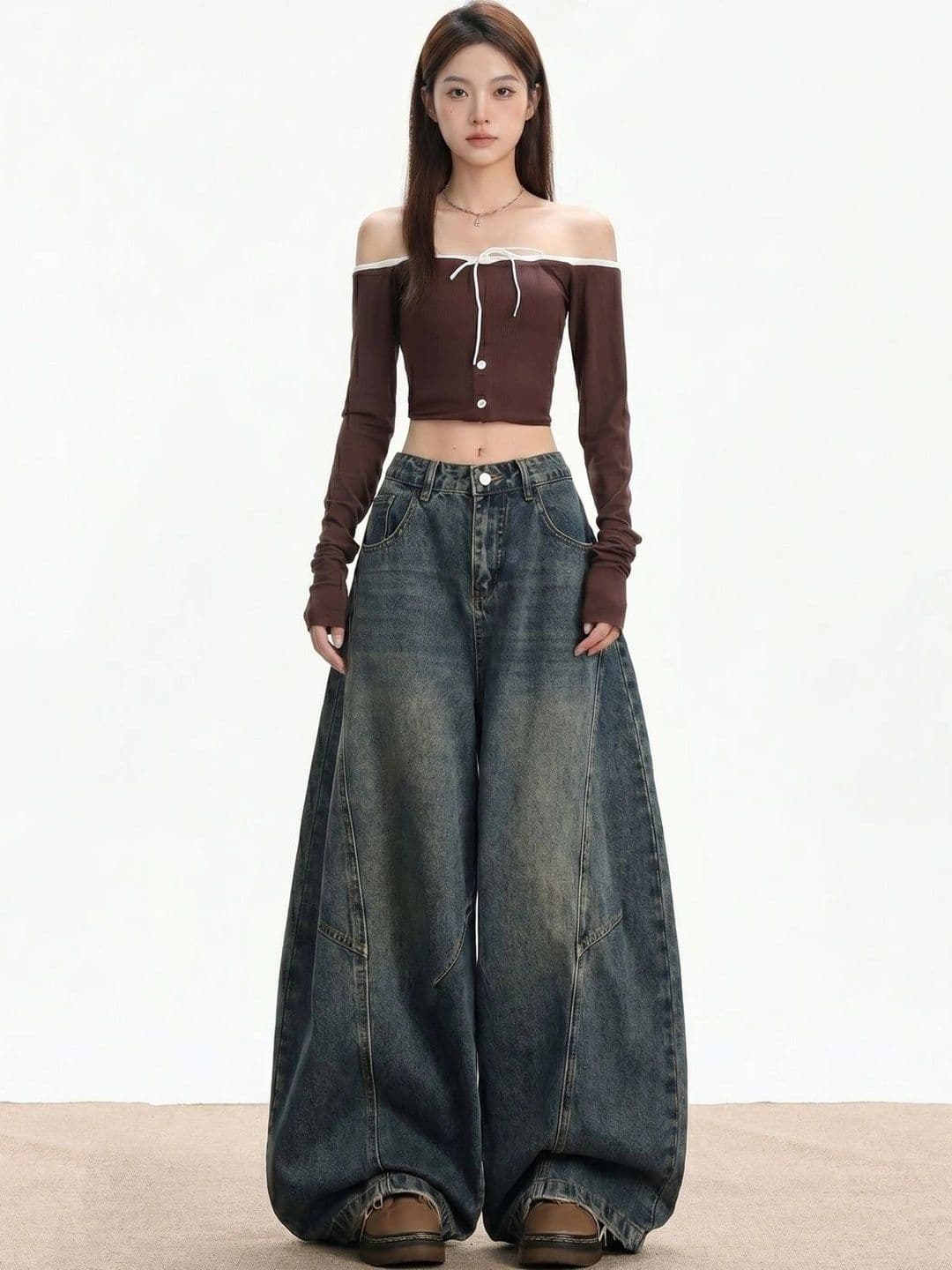 StyleCast x Revolte Women Wide Leg Mid-Rise Jeans - view 1