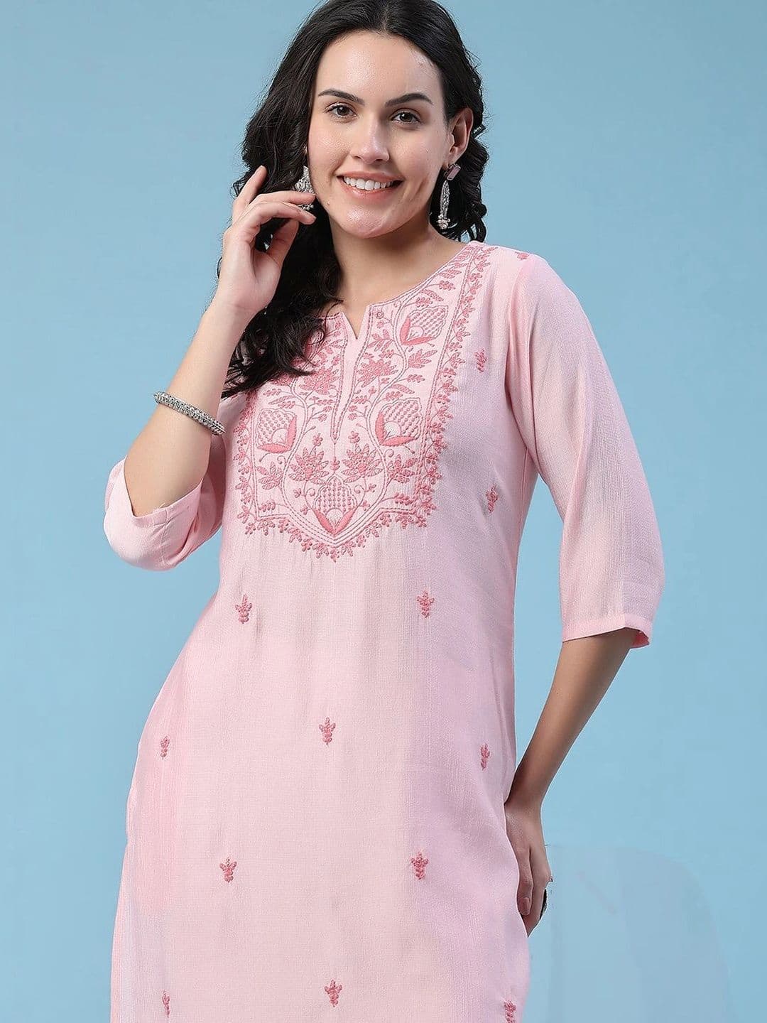 V-Mart Women Embroidered Thread Work Kurta - view 1