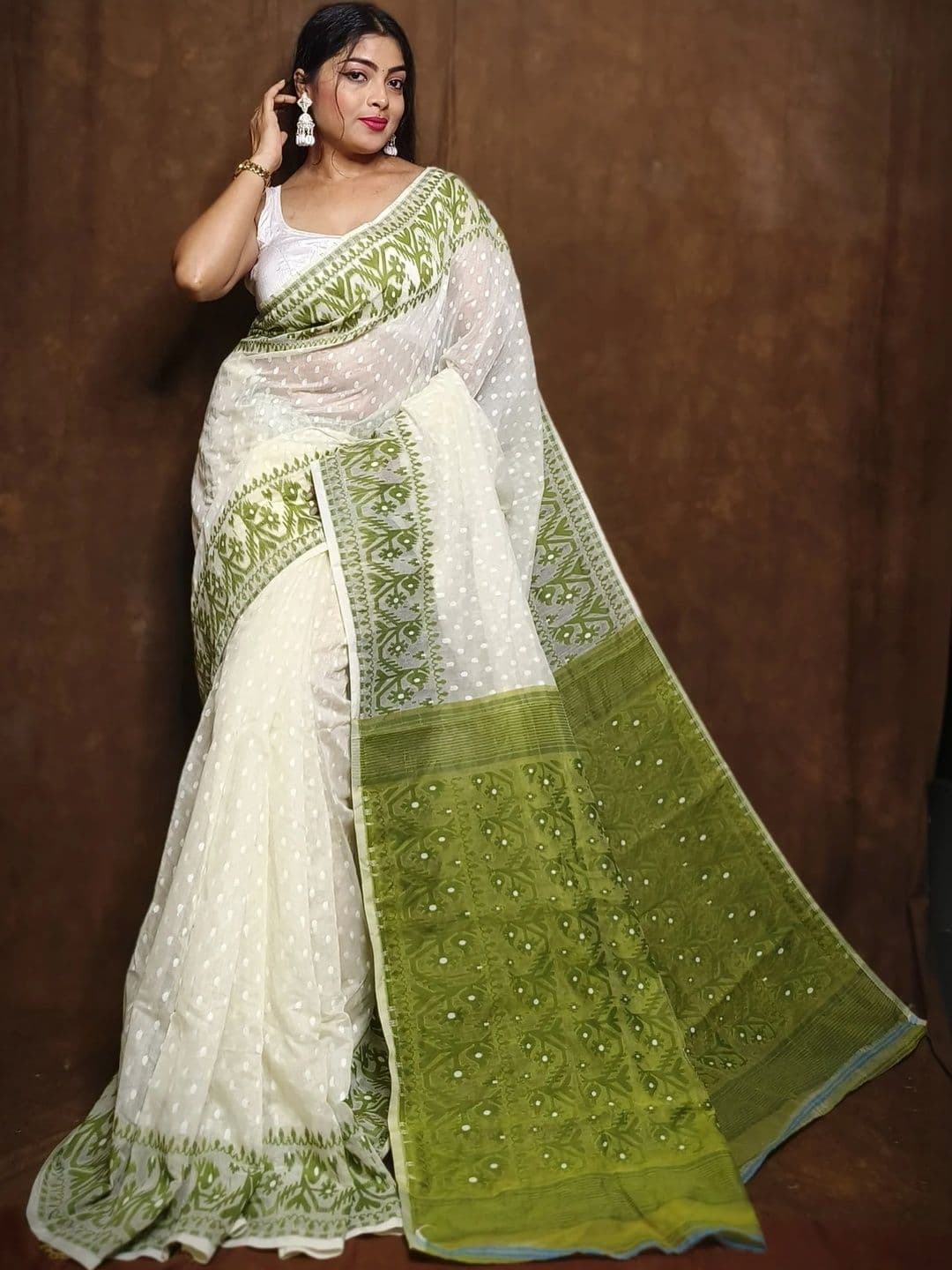 KALINI Embroidered Jamdani Saree - view 1