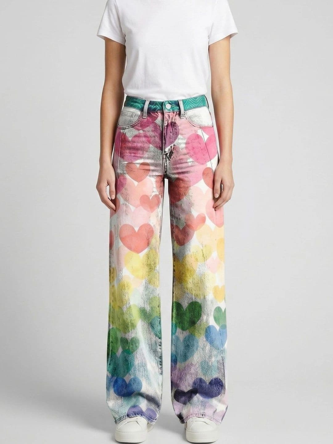 StyleCast x Revolte Women Wide Leg Mid-Rise Heavy Fade Printed Jeans - view 1