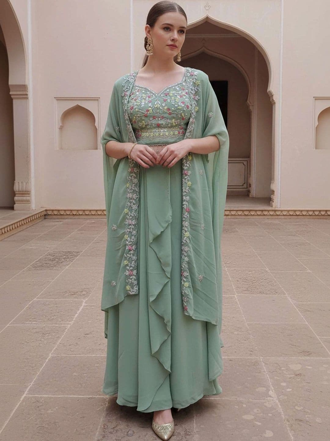 Piludi Embroidered Thread Work Ready to Wear Lehenga & Blouse With Dupatta - view 1