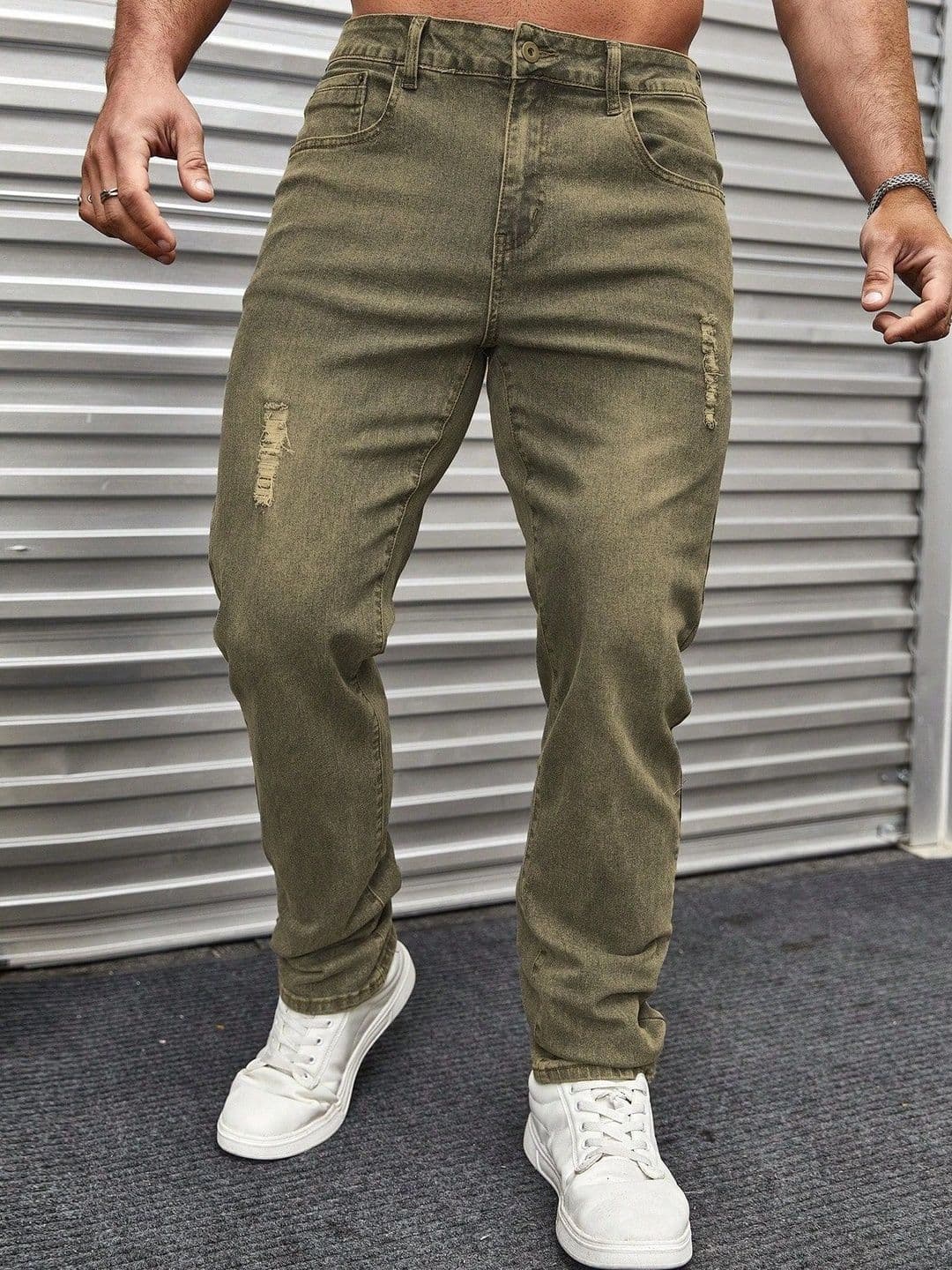 Encrypt Men Regular Fit High-Rise Low Distress Jeans - view 1