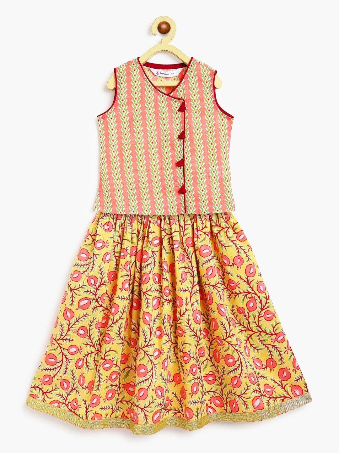Campana Girls Printed Block Print Ready to Wear Lehenga & - view 1