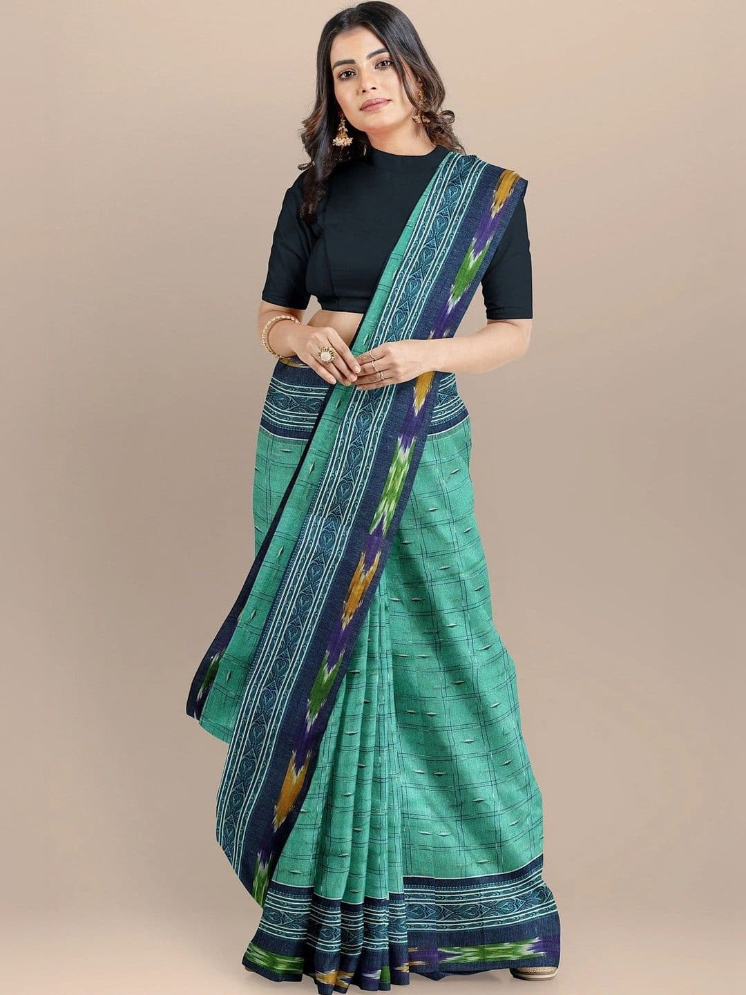 KALINI Woven Design Pure Cotton Ikat Saree - view 1