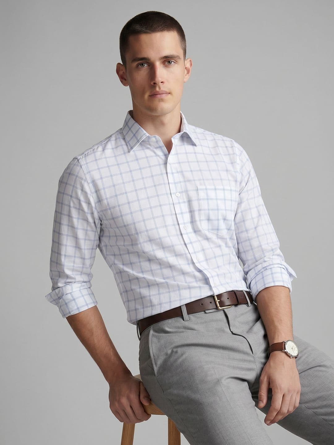 Van Heusen Slim Fit Windowpane Checked Formal Shirt - view 1