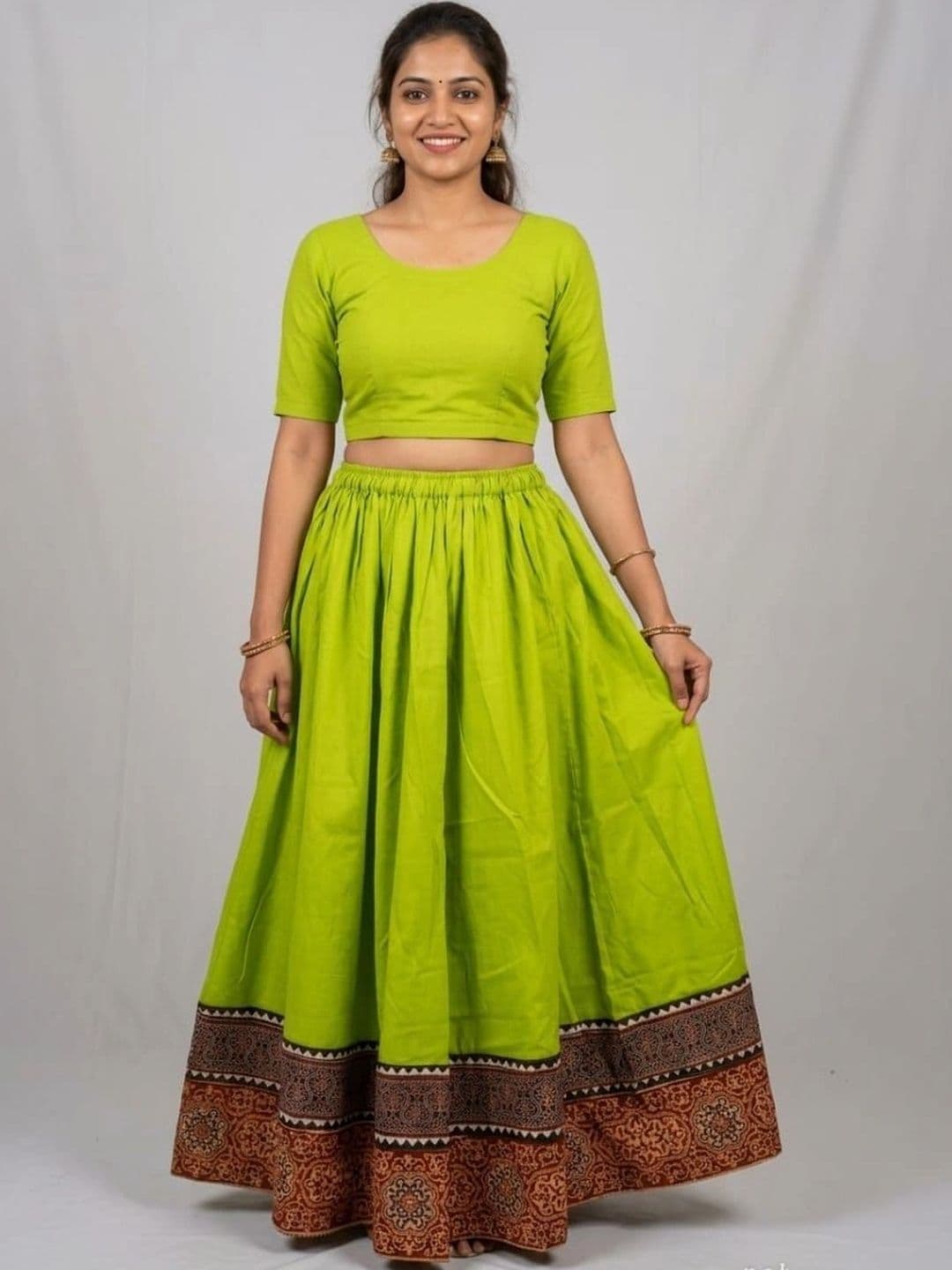 ROBI CHAYA HANDICRAFTS Women Cotton Paisley Maxi Flared Skirt - view 1