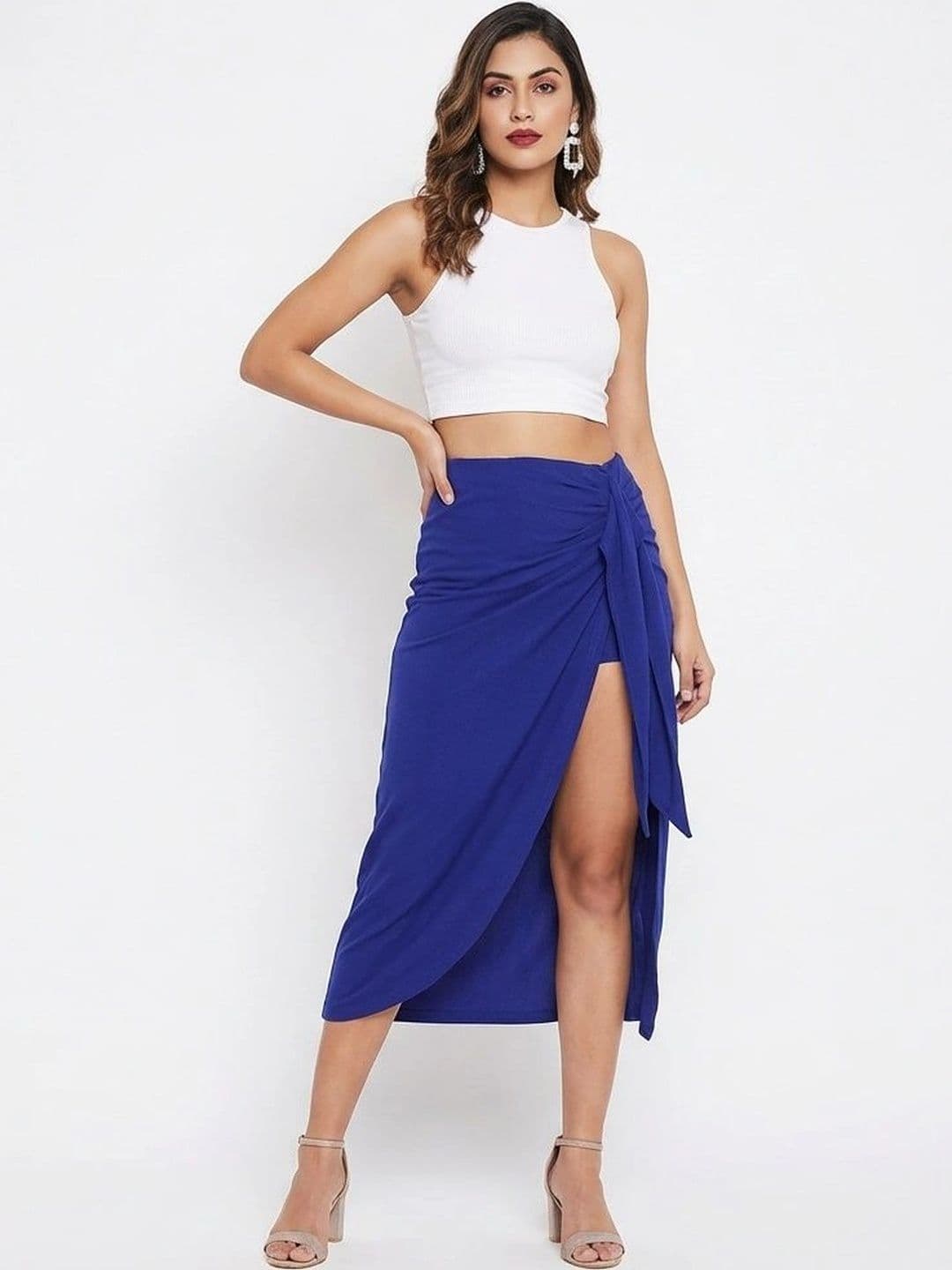 Mast & Harbour Women Front Slit Midi Wrap Skirt - view 1
