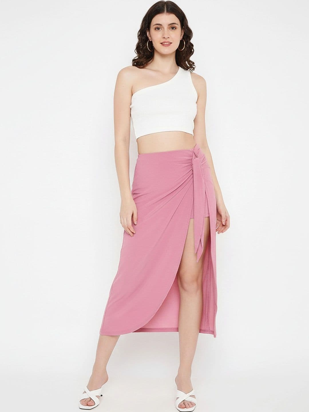 Mast & Harbour Women Slits Front Slit Midi Wrap Skirt - view 1