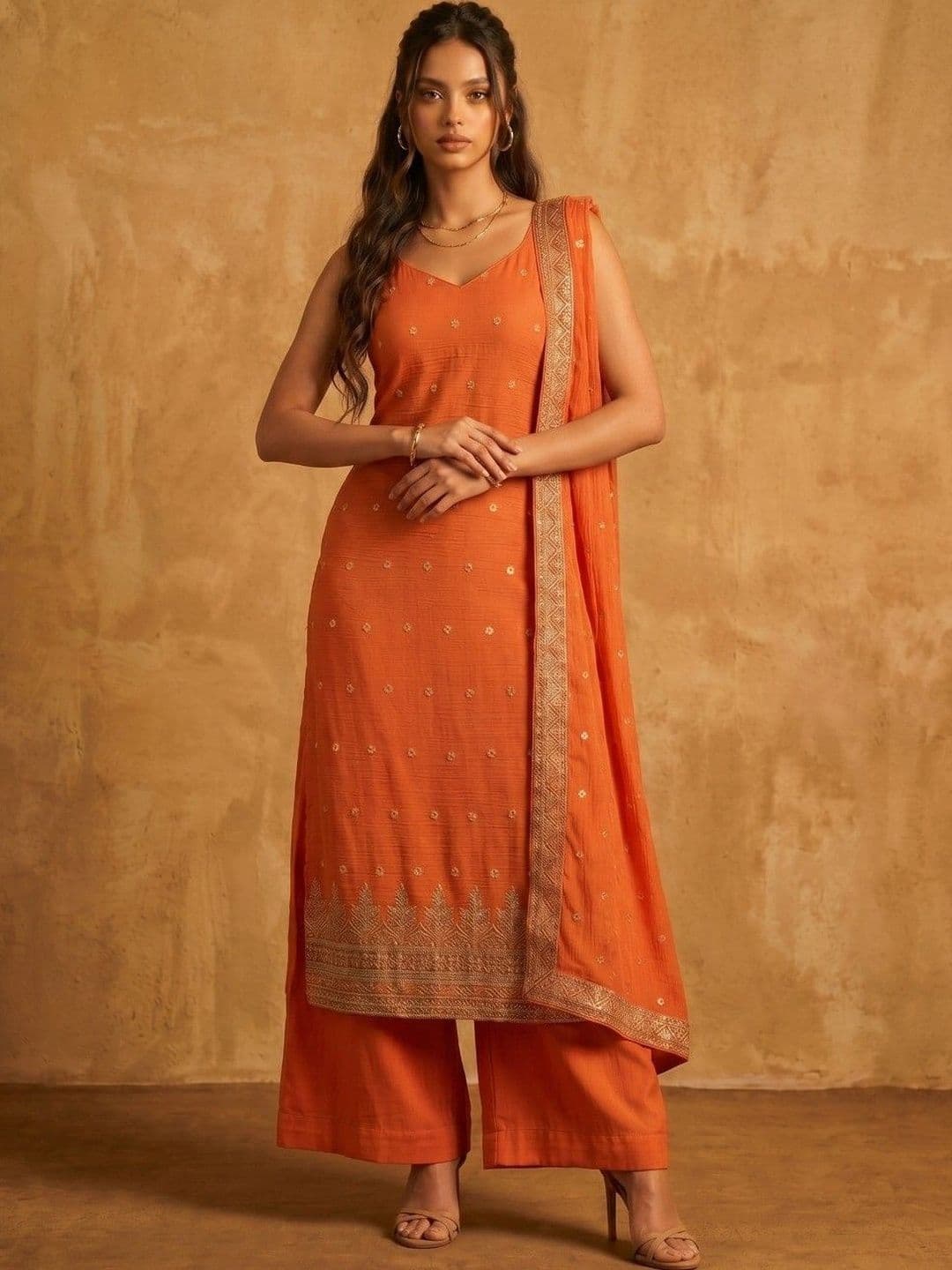 DRIP CHOWK Women Ethnic Motifs Embroidered Regular Kurta with Palazzos & With Dupatta - view 1