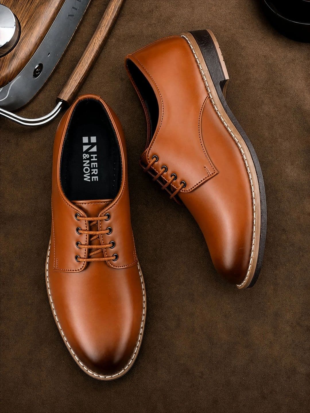 HERE&NOW Men Pointed Toe Lace-Ups Derbys Formal Shoes - view 1