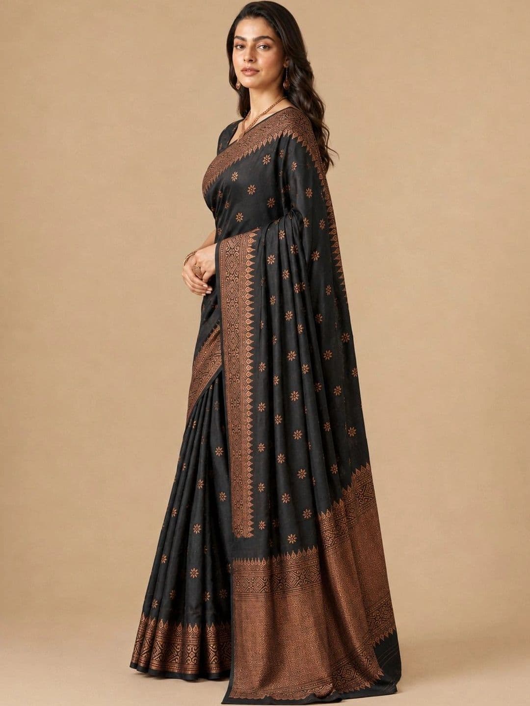 Fabbarries Woven Design Zari Silk Blend Banarasi Saree - view 1