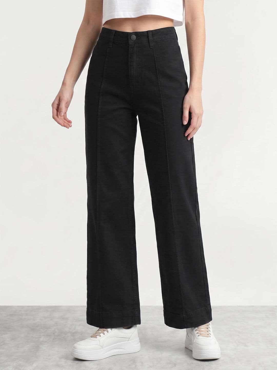 Mast & Harbour Women Flared Panelled Pure Cotton Jeans - view 1