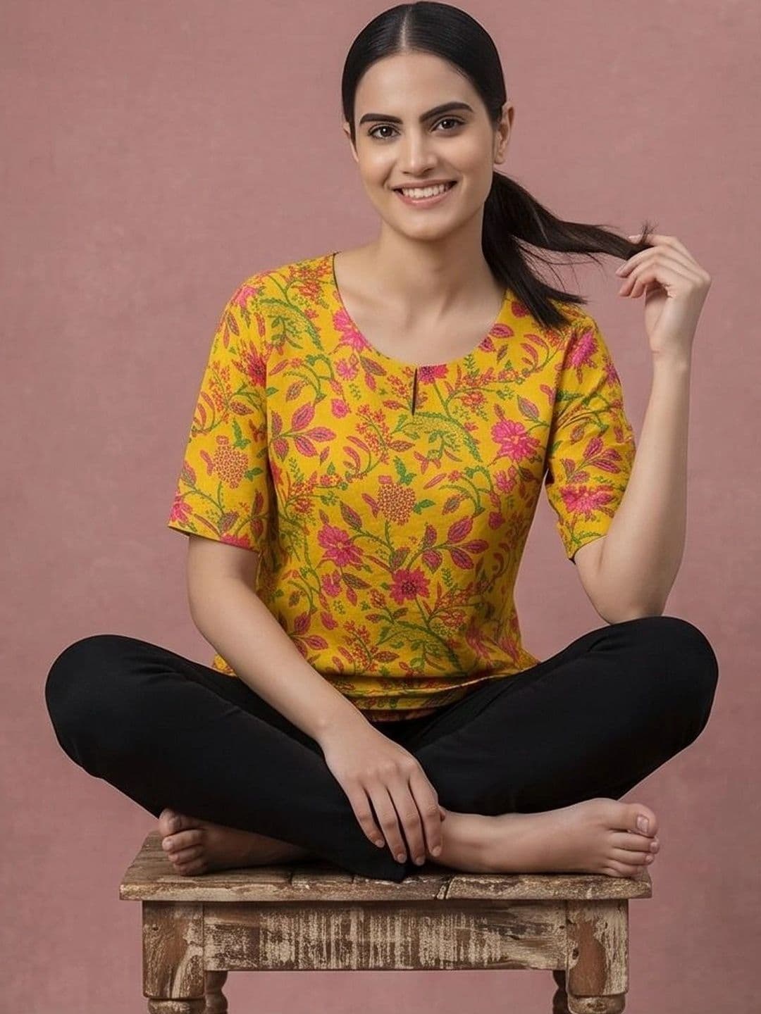 Indiwest Floral Print Cotton Top - view 1