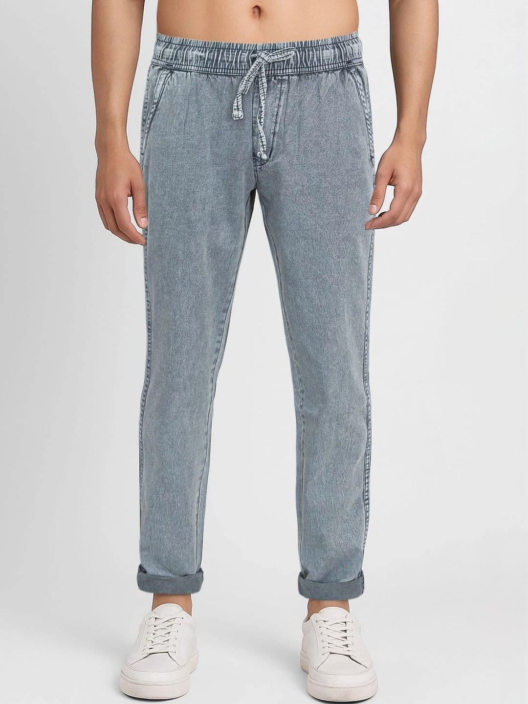 Plounge Men Relaxed Fit Mid-Rise Cuffed Hem Jeans - view 1