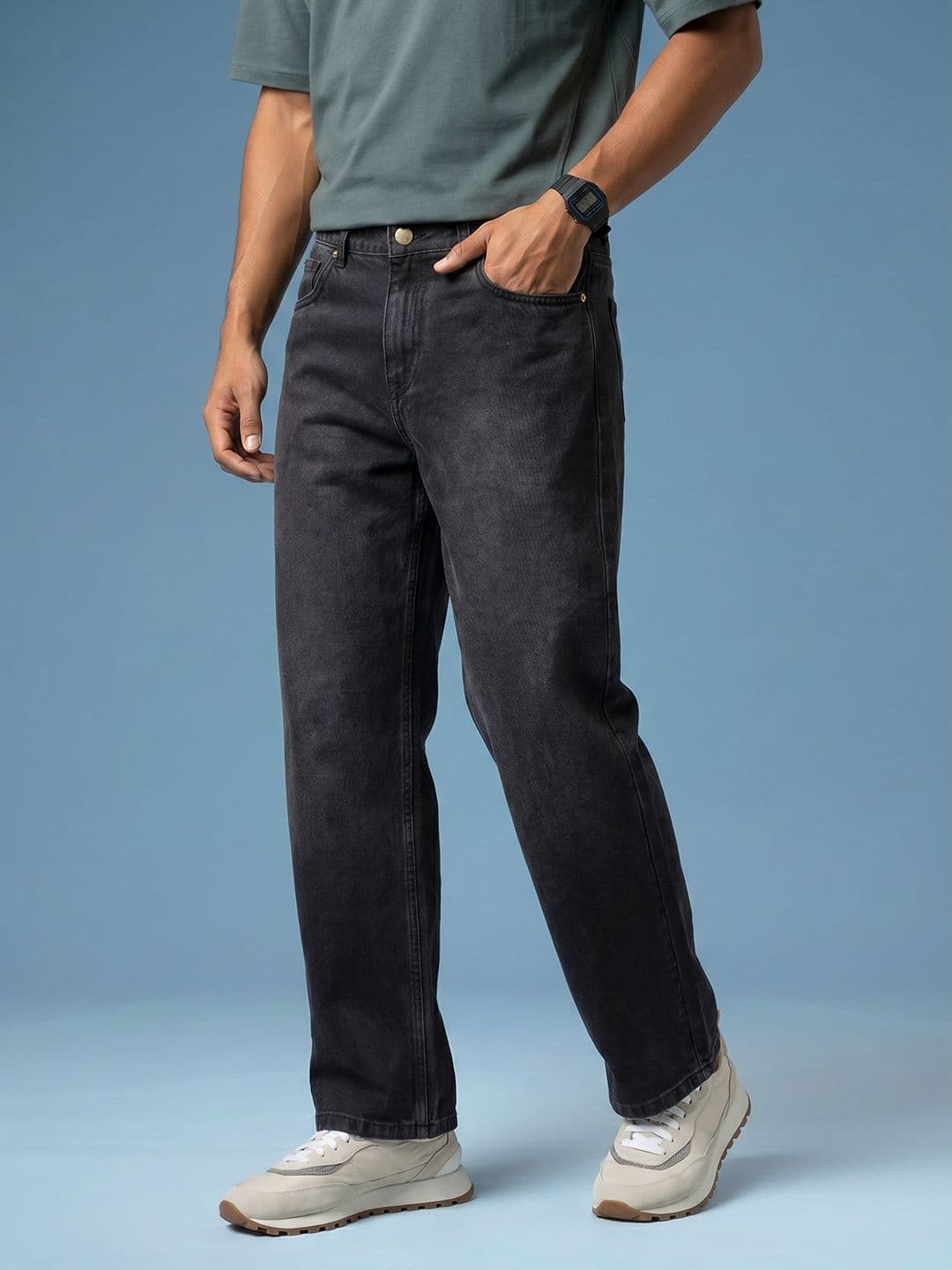 HERE&NOW Men Baggy Pure Cotton Jeans - view 1