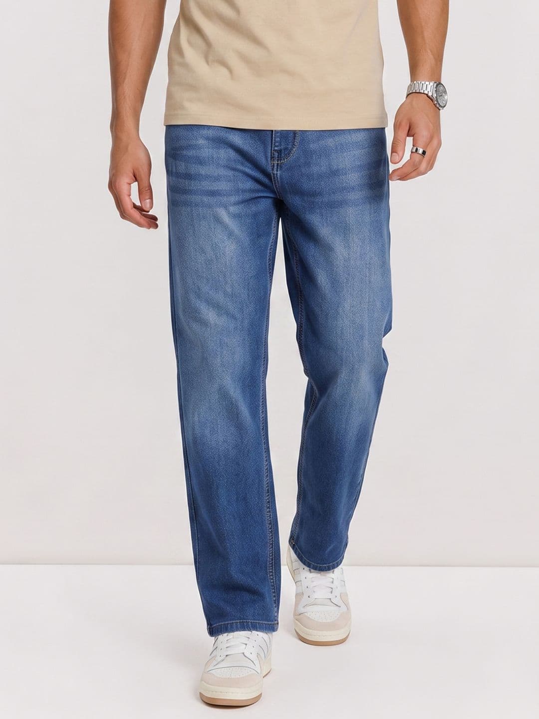 The Roadster Lifestyle Co Men Heavy Fade Clean Look Straight Fit Jeans - view 1