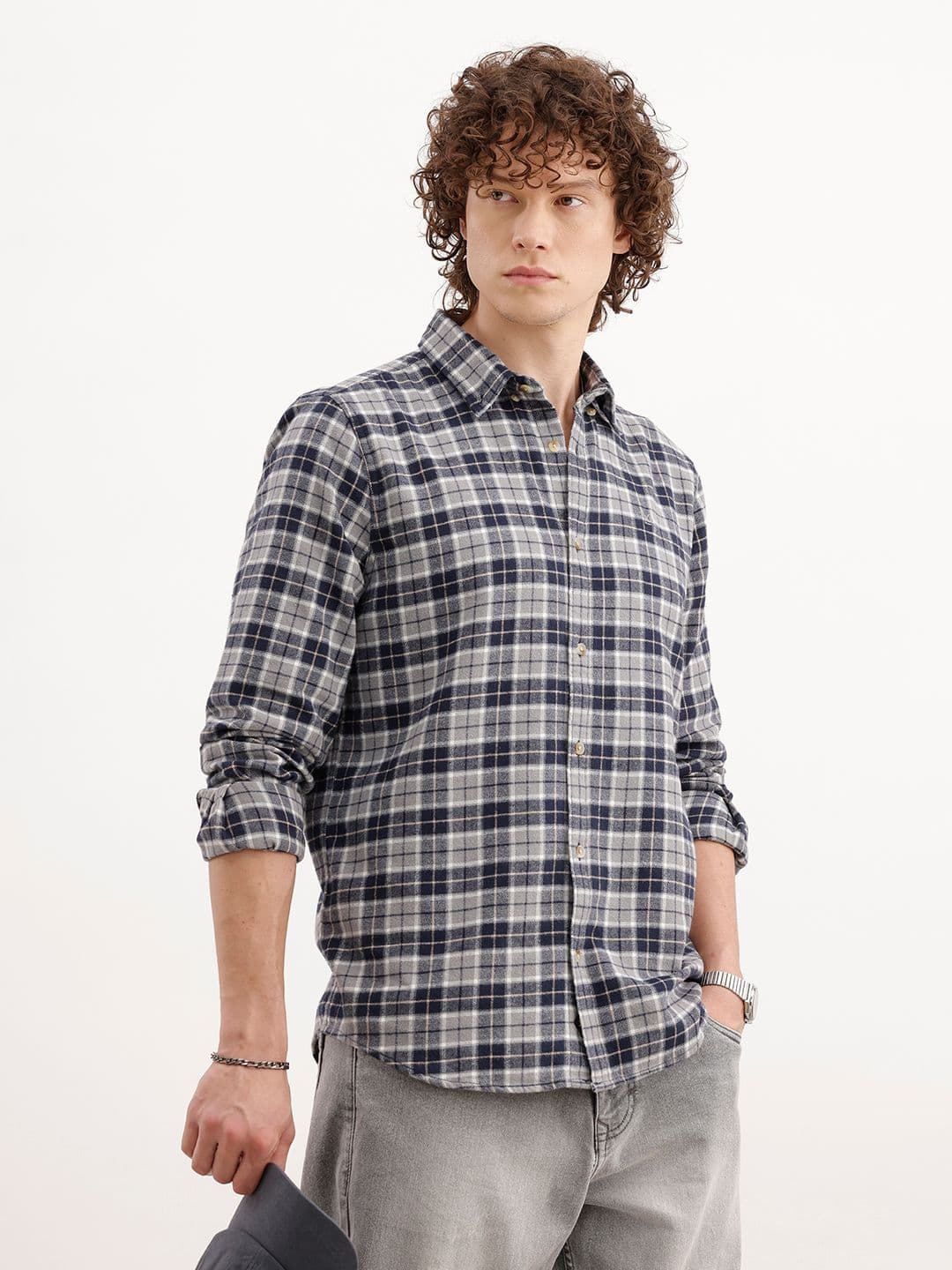 WROGN Slim Fit Checked Cotton Casual Shirt - view 1