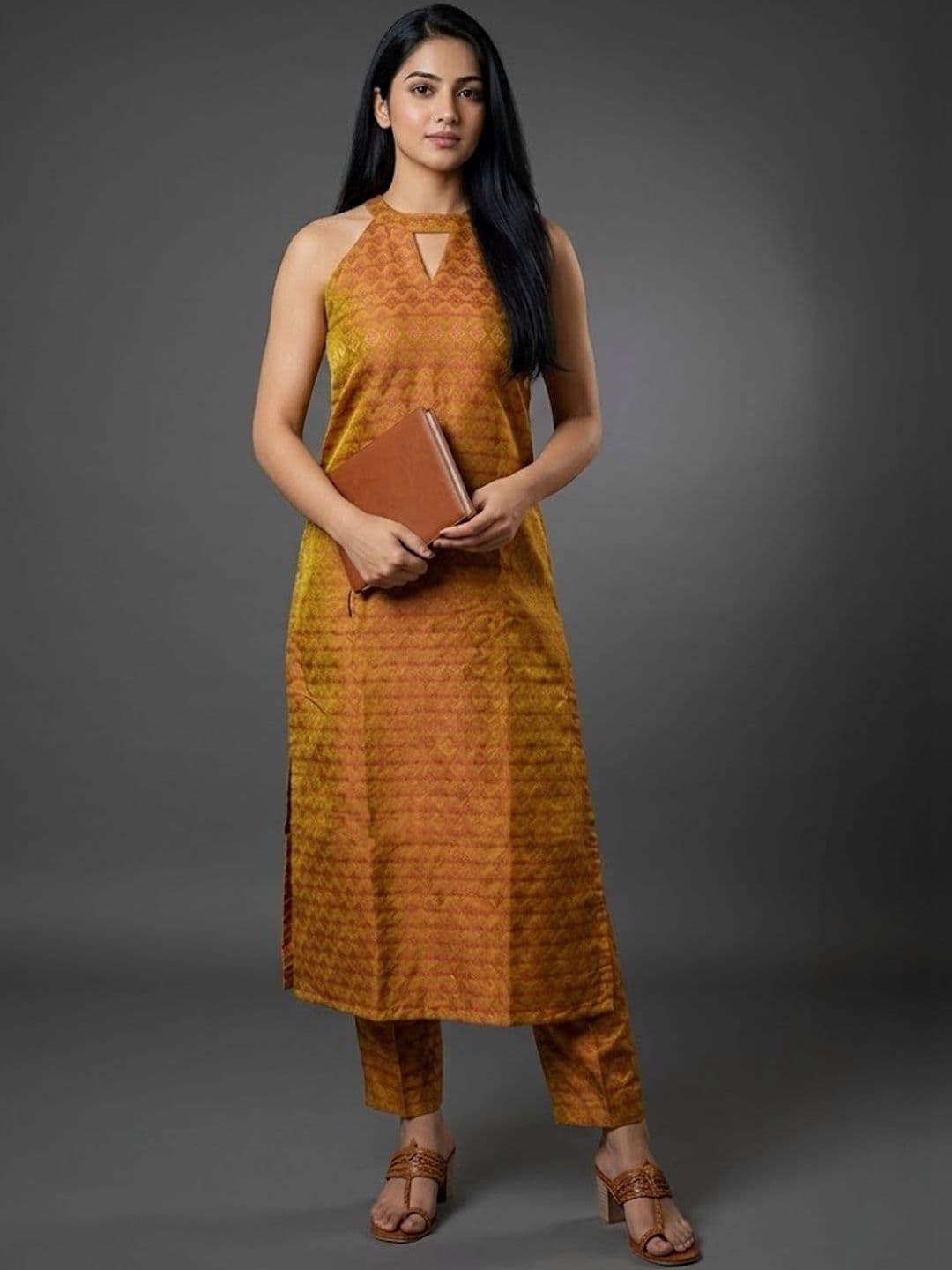 Navibhu Tailored Women Ethnic Motifs Regular Kurta with Trousers - view 1