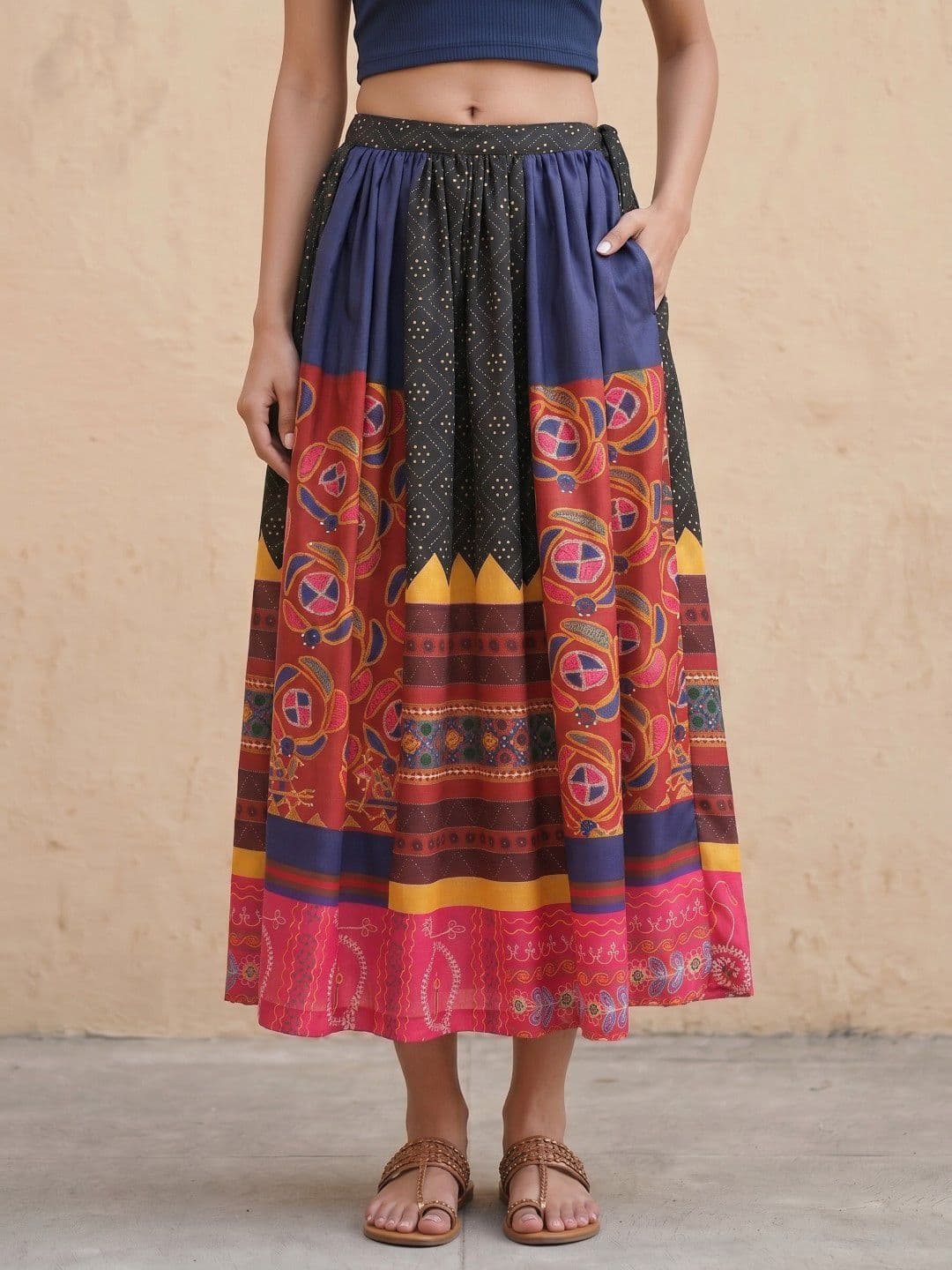 fusion by glitchez Geometric Printed Flared Midi Skirt - view 1