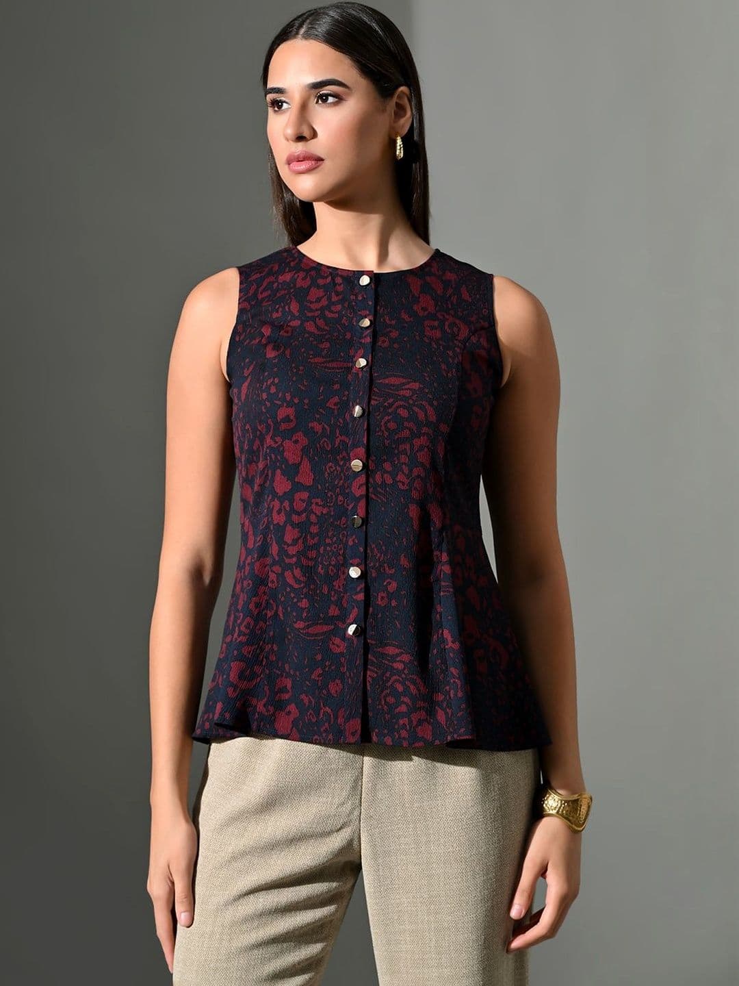 Navibhu Office-Wear Printed Panelled Kurti - view 1