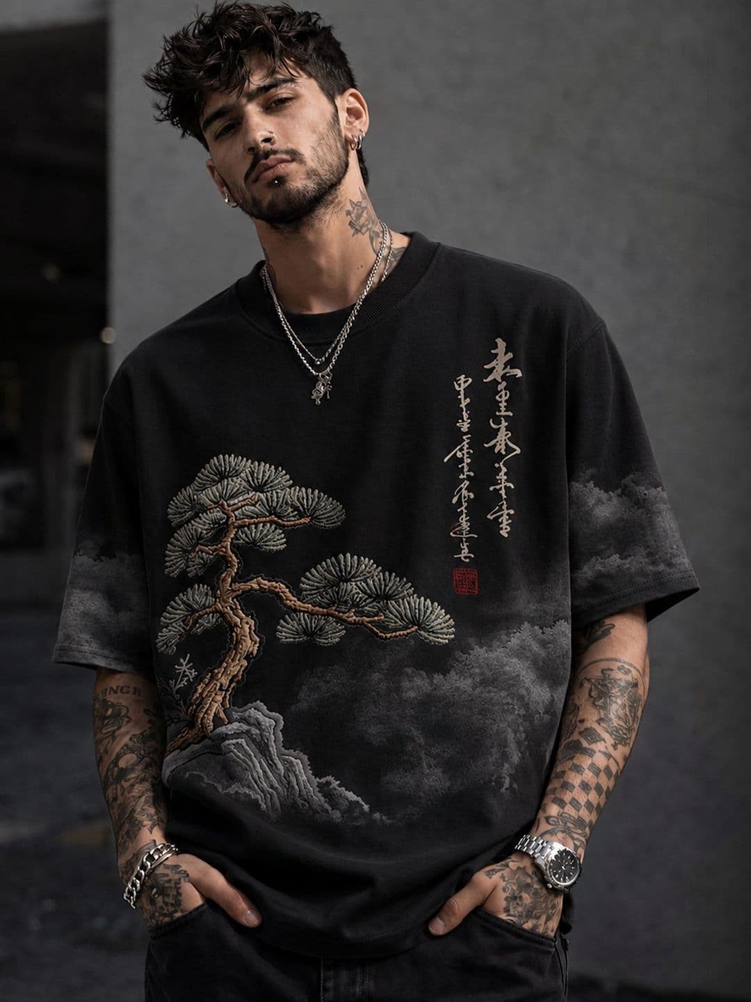 Force Men Printed Drop-Shoulder Sleeves T-shirt - view 1