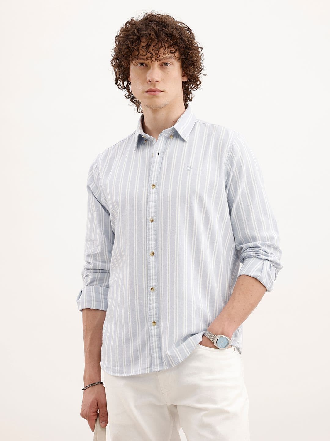 WROGN Slim Fit Striped Pure Cotton Casual Shirt - view 1
