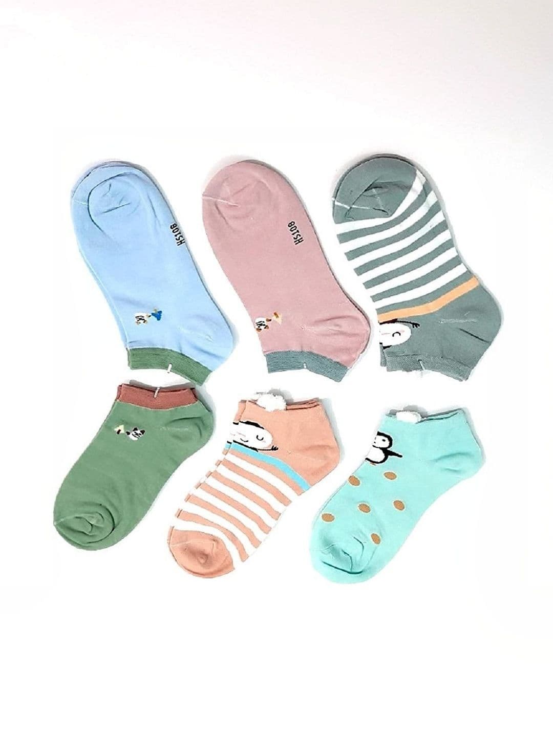 Faton Unisex Pack Of 6 Cotton Patterned Ankle Length Socks - view 1