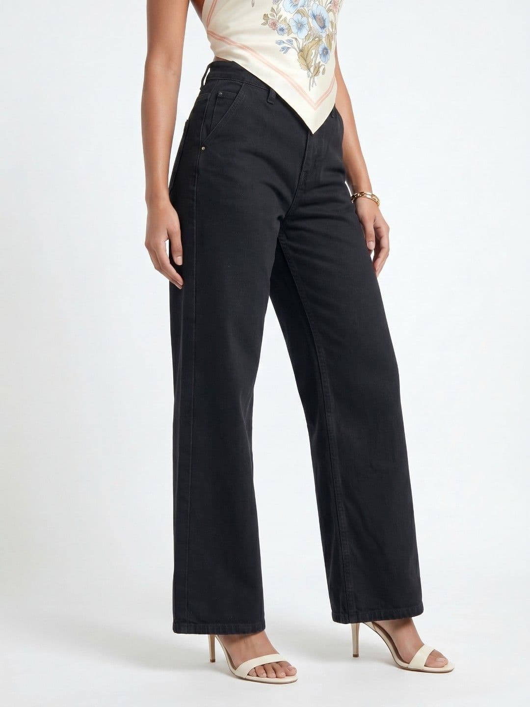 glitchez Women Wide Leg Mid-Rise Stretchable Jeans - view 1
