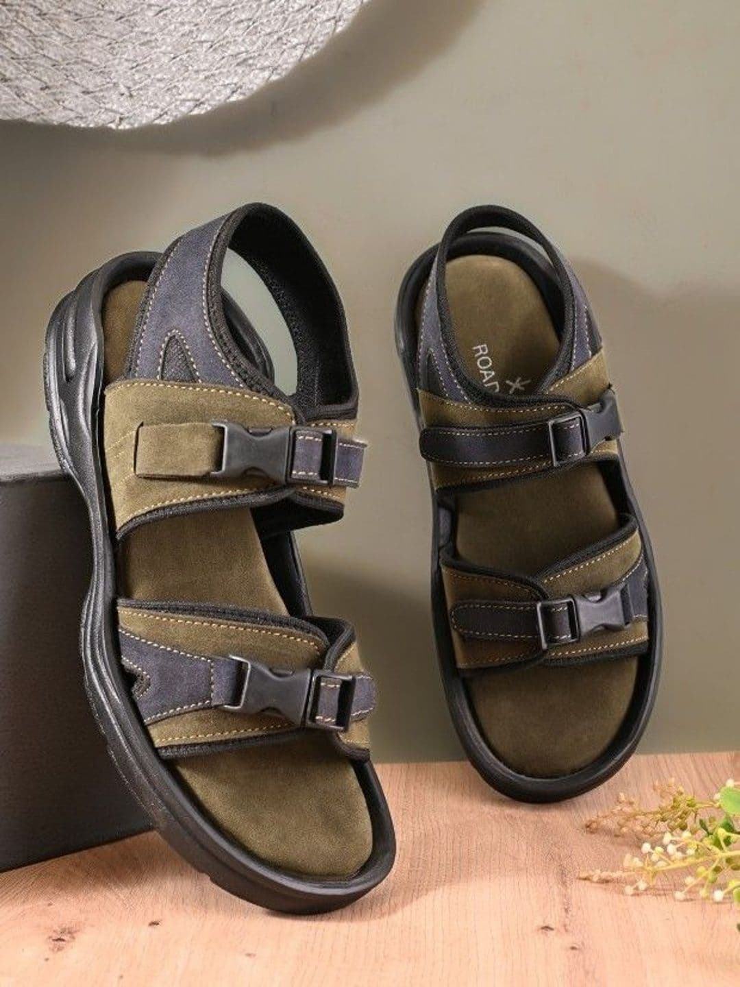 The Roadster Lifestyle Co. Men Olive Casual Cushioned Footbed Lightweight Outdoor Sandals - view 1