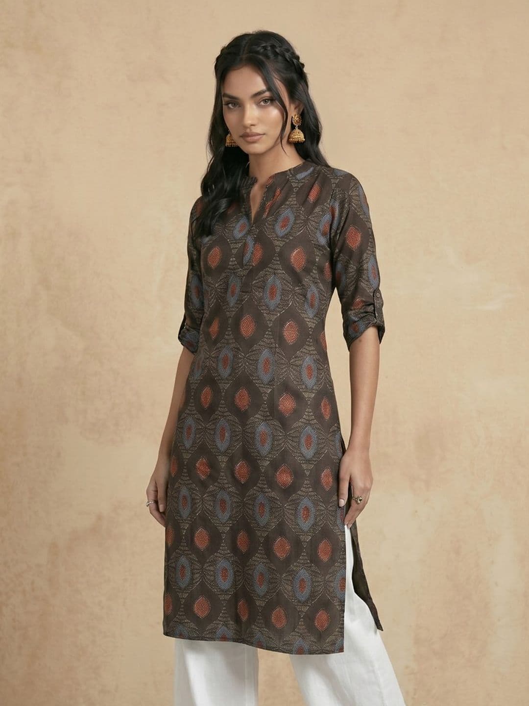 fusion by glitchez Ethnic Motifs Printed Straight Kurta - view 1
