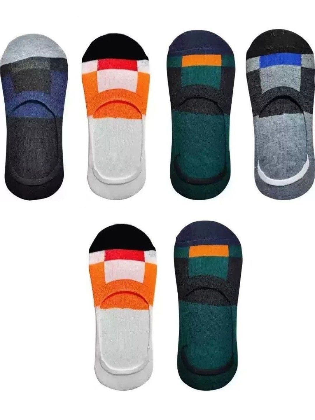 Faton Unisex Pack of 6 Cotton Colourblocked Shoe Liners Socks - view 1
