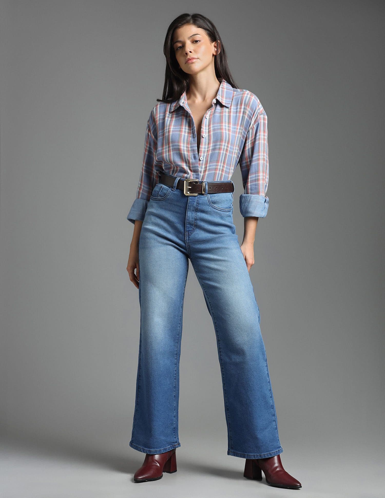 Flying Machine Women Wide Leg High-Rise Light Fade Stretchable Jeans - view 1